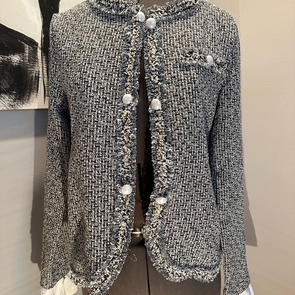 Chic Black and White Tweed Jacket